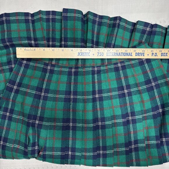 Vintage Pendleton Green & BluePlaid Pleated Skirt 100% Wool Womens Size 16 - Picture 4 of 8